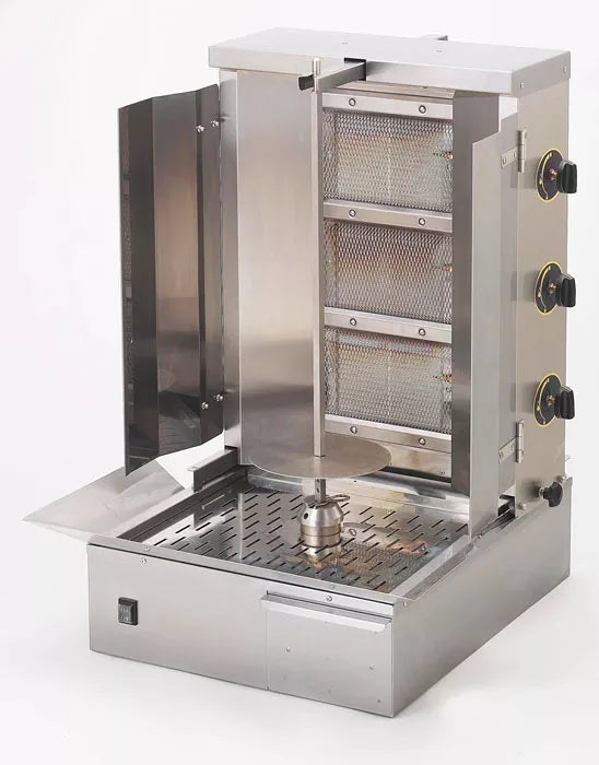 Aparat shaorma pe gaz, 25kg cu ax principal de 600mm si putere 10,5kw Aparatul shaorma pe gaz cu