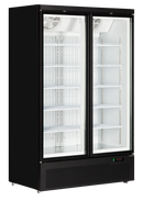 Atom Maxi F2DB-Negru RAL9005, 702 l, -18 to -22, 2 usi din sticla cu balama, Ventilat, LED, 1205 W, D