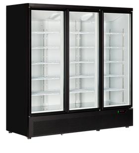 Atom Maxi F3DB-Negru RAL9005, 1090 l, -18 to -22, 3 uși din sticlă cu balama, Ventilat, LED, 1280 W, D