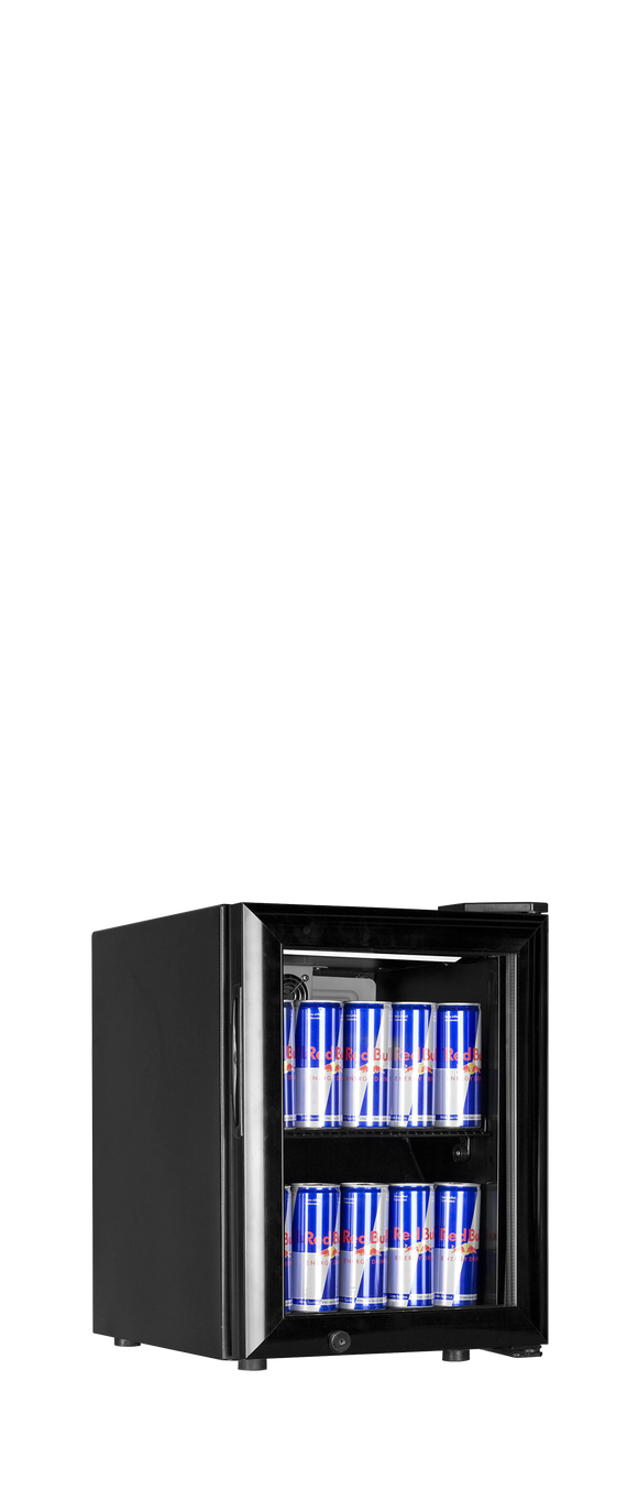 Racitor bauturi mic negru BC20S vedere laterala Tefcold – racitor compact pentru bauturi, ideal pentru baruri, cafenele si receptii hotel