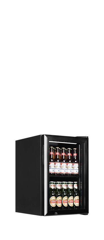 Racitor bauturi mic negru BC60S vedere laterala Tefcold – racitor compact pentru bauturi, ideal pentru baruri, cafenele si receptii hotel