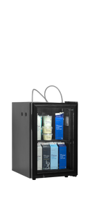 Racitor lapte pentru cafea negru BC60MC vedere laterala Tefcold – racitor compact pentru lapte, optimizat pentru masini de cafea profesionale