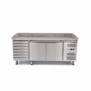 Banc refrigerat preprare pizza cu blat granit, 0C 10C, cu 2 usi 7 sertare, cu roti