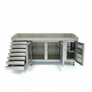 Banc refrigerat preprare pizza cu blat granit, 0C 10C, cu 2 usi 7 sertare, cu roti