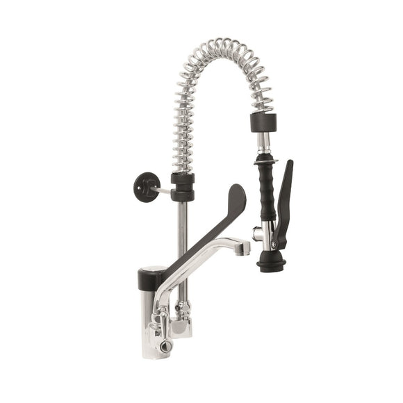 Baterie cu actionare la cot, dus si robinet pivotant 255 mm, debit max. 18 Lmin