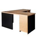 Birou de colt cu dulap si sertare 160x60xH76 cm, stejar kraft/negru, imagine 3
