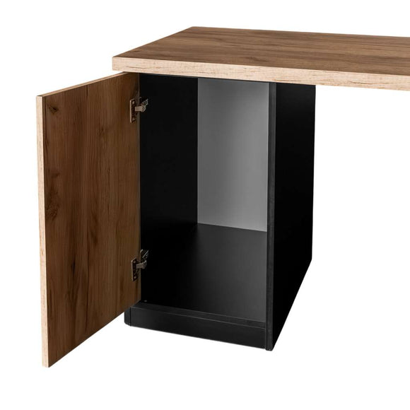 Birou de colt cu dulap si sertare 160x60xH76 cm, stejar kraft/negru, imagine 12