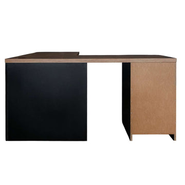 Birou de colt cu dulap si sertare 160x60xH76 cm, stejar kraft/negru, imagine 2