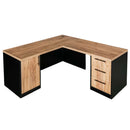 Birou de colt cu dulap si sertare 160x60xH76 cm, stejar kraft/negru, imagine 4