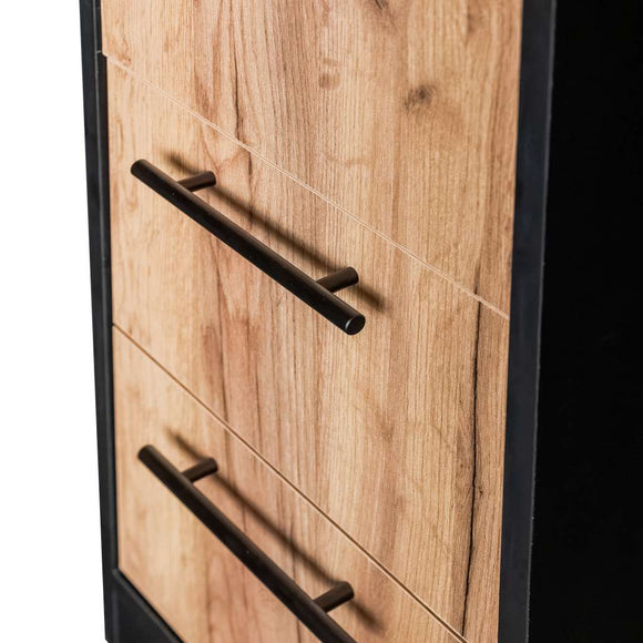 Birou de colt cu dulap si sertare 160x60xH76 cm, stejar kraft/negru, imagine 13