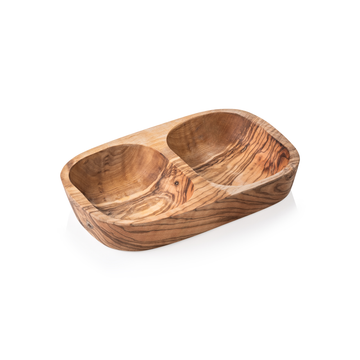 Bol Dublu MASLIN PUR, 18 x 9 x 3,5 cm, lemn de maslin Lemn de maslin extrem de