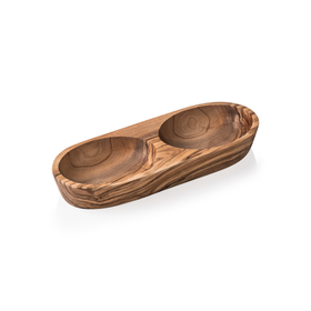 Bol dublu MASLIN PUR, 25 x 11 x 3,5 cm, lemn de maslin Adancime 1 cm prevazut cu