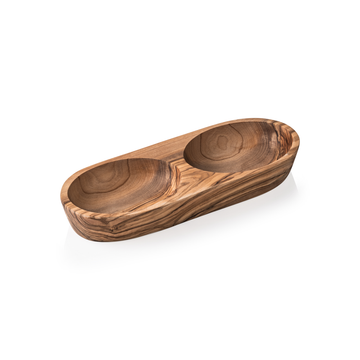 Bol dublu MASLIN PUR, 25 x 11 x 3,5 cm, lemn de maslin Adancime 1 cm prevazut cu