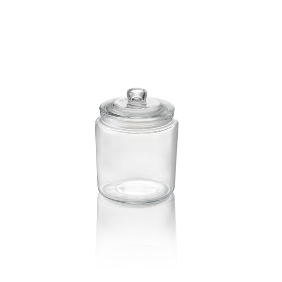 Borcan pentru depozitare, 1 l, Ø 12 cm, inaltime 15 cm, sticla, polietilena Fara miros si sigur pentru