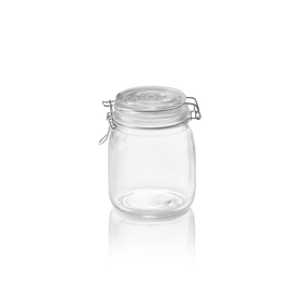 Borcan pentru depozitare, 1 l, Ø 9 cm, inaltime 15 cm, sticla, otel inoxidabil, silicon Fara miros si sigur pentru