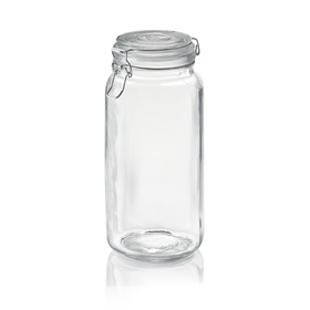 Borcan pentru depozitare, 2 litri, Ø 9 cm, inaltime 26 cm, sticla, otel inoxidabil, silicon