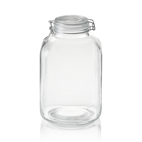 Borcan pentru depozitare XL, 5 litri, Ø 9 cm, inaltime 28,5 cm, sticla, otel inoxidabil, silicon
