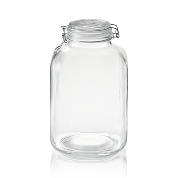 Borcan pentru depozitare XL, 5 litri, Ø 9 cm, inaltime 28,5 cm, sticla, otel inoxidabil, silicon