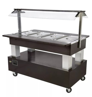 Bufet cald cu doua parti deschise - capacitate 4 GN 11, constructie inox si lemn, 3 kW Bufet cald cu doua parti