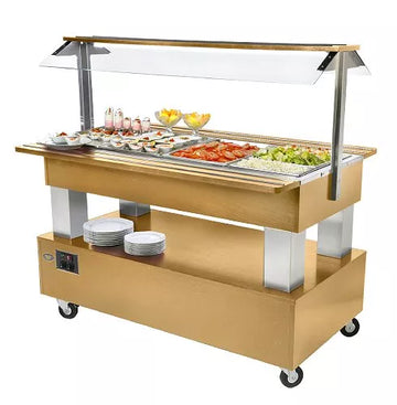 Bufet rece cu doua parti deschise - capacitate 4 GN 11, constructie inox si lemn, putere 0,5 kW