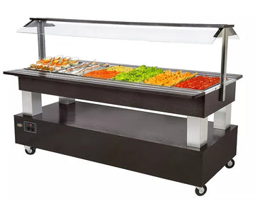 Bufet rece cu doua parti deschise - capacitate 6 gn 11 - constructie inox si lemn - 0,5 kw Bufetul rece cu doua parti