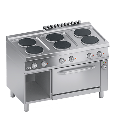 Masina de gatit electrica cu 6 plite, cuptor electric GN 1/1, 18.60 kW