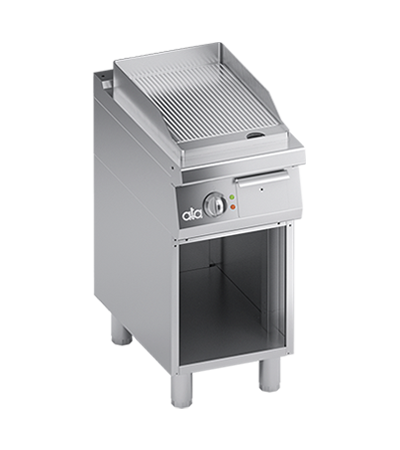 Plita fry-top electrica, striat, cu dulap deschis, 4.10 kW