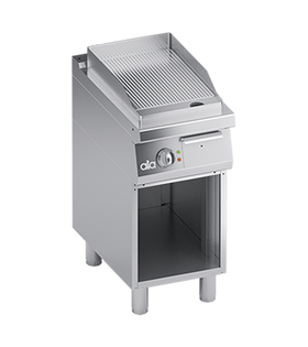 Plita fry-top electrica, striat, cu dulap deschis, 4.10 kW