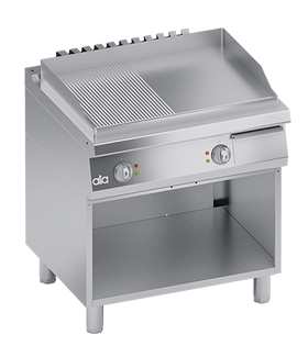 Plita fry-top pe electrica 1/2 neteda 1/2 striata cu dulap deschis, 8.20 kW