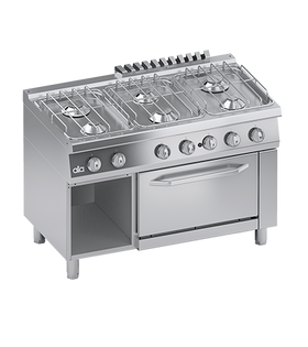 Masina de gatit cu 6 arzatoare, cuptor pe gaz GN 1/1, dulap inchis, 36,80 kW