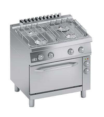 Masina de gatit cu 4 arzatoare, cuptor electric cu convectie GN 1/1, putere 3.65 kW electric, 20 kW gaz