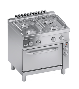 Masina de gatit cu 4 arzatoare, cuptor electric cu convectie GN 1/1, putere 3.65 kW electric, 20 kW gaz