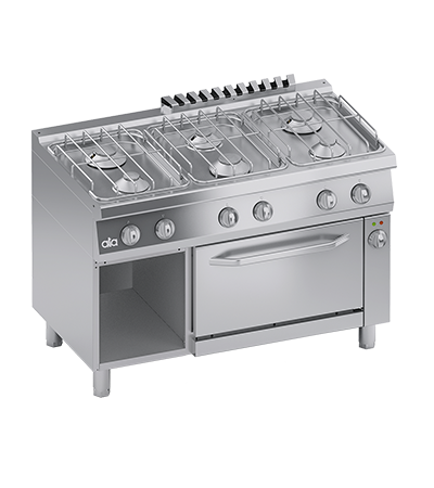 Masina de gatit cu 6 arzatoare, cuptor electric GN 1/1, baza deschisa, putere 3 kW electric, 30 kW gaz