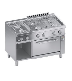 Masina de gatit cu 6 arzatoare, cuptor electric GN 1/1, baza deschisa, putere 3 kW electric, 30 kW gaz