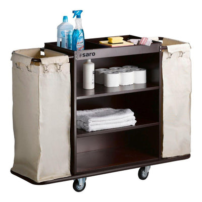 Carucior curatenie camere cu 2 saci, 3 polite, 140x45xH112 cm