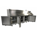 Cocktail bar station inox, refrigerat cu 3 usi, 170 cm, cuva gheata, speed rack, cuva spalare, suport blender