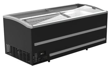 Congelator orizontal pentru magazin alimentar cu capac culisant, Temp. -18 -23ºC, latime 200 cm, culoare neagra