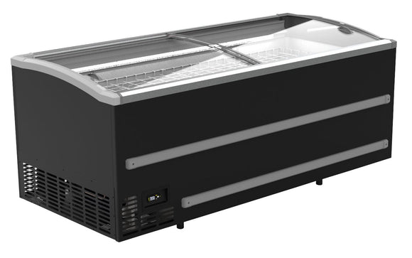 Congelator orizontal pentru magazin alimentar cu capac culisant, Temp. -18 -23ºC, latime 212 cm, culoare neagra