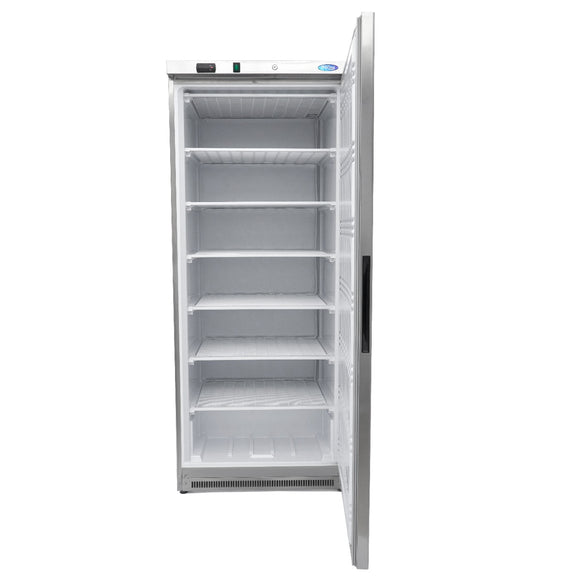 Congelator vertical, -18C -22C, exterior inox, racire statica, 6 polite fixe, 600 litri