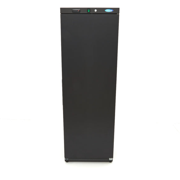 Congelator vertical, -18C -22C, racire statica, 6 polite fixe, 400 litri, negru