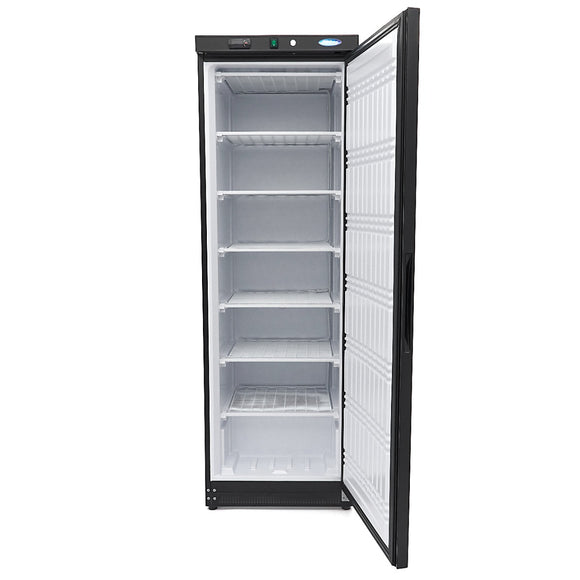 Congelator vertical, -18C -22C, racire statica, 6 polite fixe, 400 litri, negru