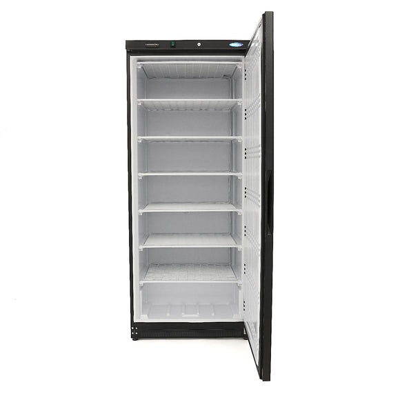 Congelator vertical, -18C -22C, racire statica, 6 polite fixe, 600 litri, negru