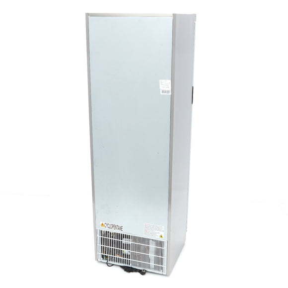 Congelator vertical cu usa sticla, -18C -22C, exterior inox, racire statica, 6 polite fixe, 400 litri