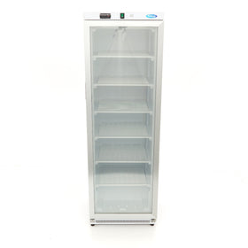 Congelator vertical cu usa sticla, -18C -22C, racire statica, 6 polite fixe, 400 litri, alb