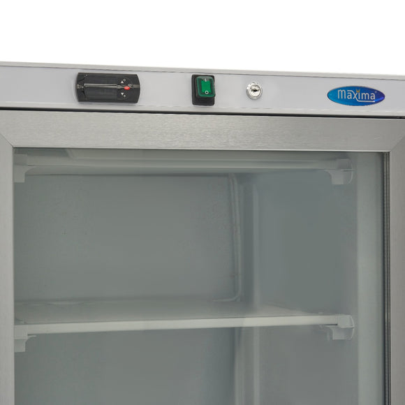 Congelator vertical cu usa sticla, -18C -22C, racire statica, 6 polite fixe, 400 litri, alb