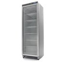 Congelator vertical cu usa sticla, -18C -22C, racire statica, 6 polite fixe, 400 litri, negru