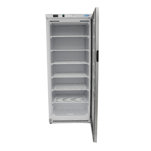 Congelator vertical cu usa sticla, -18C -22C, racire statica, 6 polite fixe, 600 litri, alb