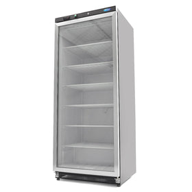 Congelator vertical cu usa sticla, -18C -22C, racire statica, 6 polite fixe, 600 litri, negru