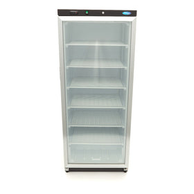 Congelator vertical cu usa sticla, -18C -22C, racire statica, 6 polite fixe, 600 litri, negru