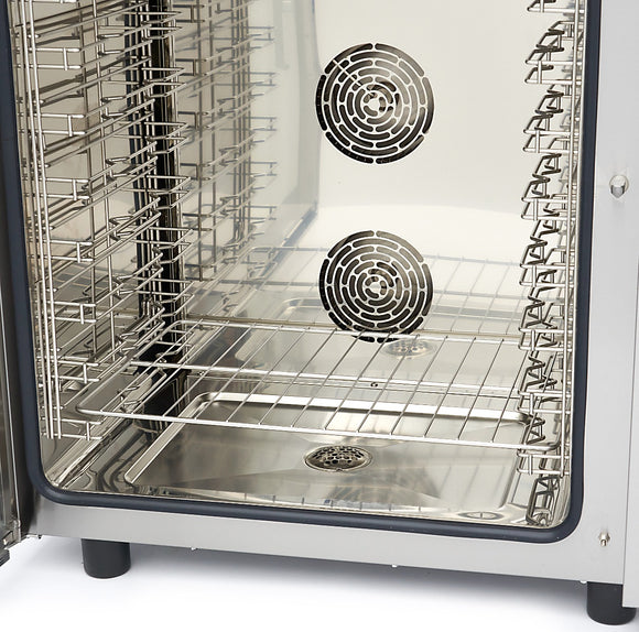 Cuptor combi steam, cap. 10 tavi (GN 11 60 x 40cm), aburi, analogic, 11.8 kW, 380V Cu acest cuptor combinat cu